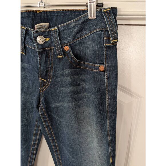 True Religion Becca Mid Rise Bootcut Jeans women's 30 medium wash stitching Y2K - Picture 2 of 7